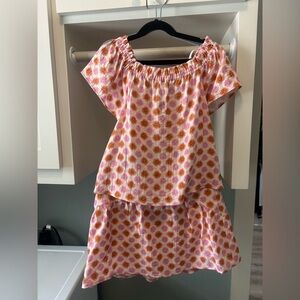 Zara Pink and Orange Floral Kids matching skirt set size 13-14